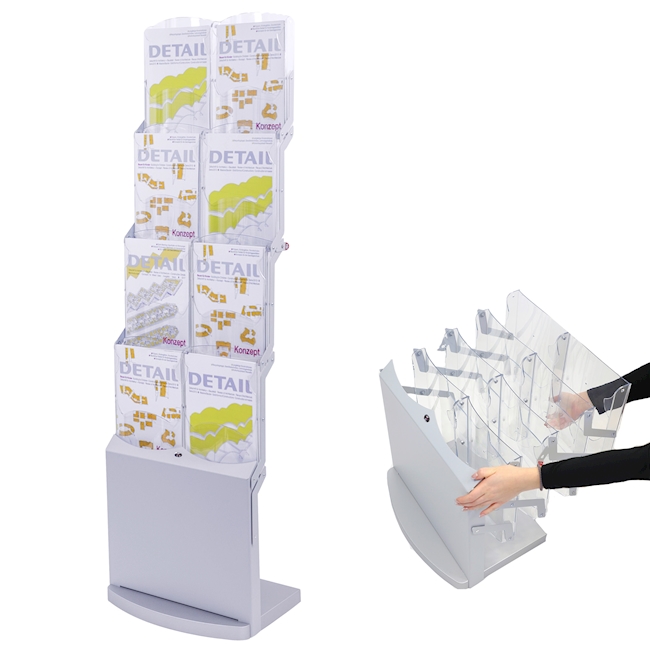 Realbigzip portable brochure stand 8x A4 high